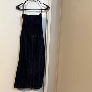 Anthropologie Strapless Navy Denim Dress. Size S